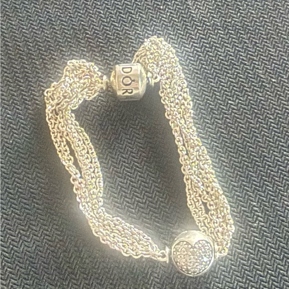 Pandora Sterling Silver Multi Chain Bracelet with Charm